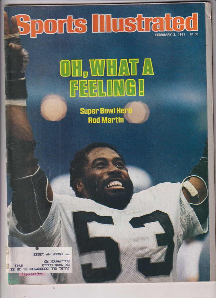 Sports Illustrated Mag Rod Martin Super Bowl Hero February 2, 1981 011120nonr