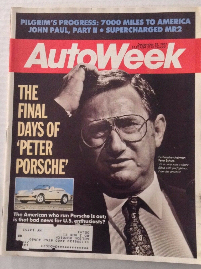 Autoweek Magazine Peter Schutz Porsche December 28, 1987 011617rh