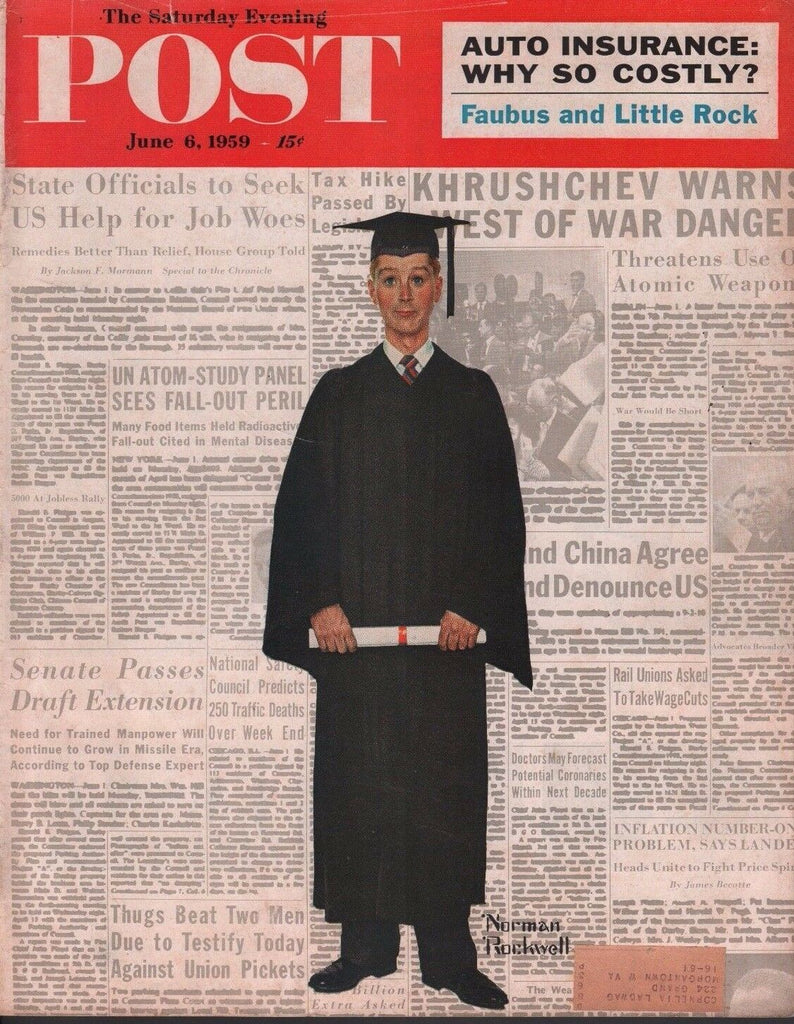 The Saturday Evening Post June 6 1959 Auto Ins Norman Rockwell w/ML 080217nonDBE