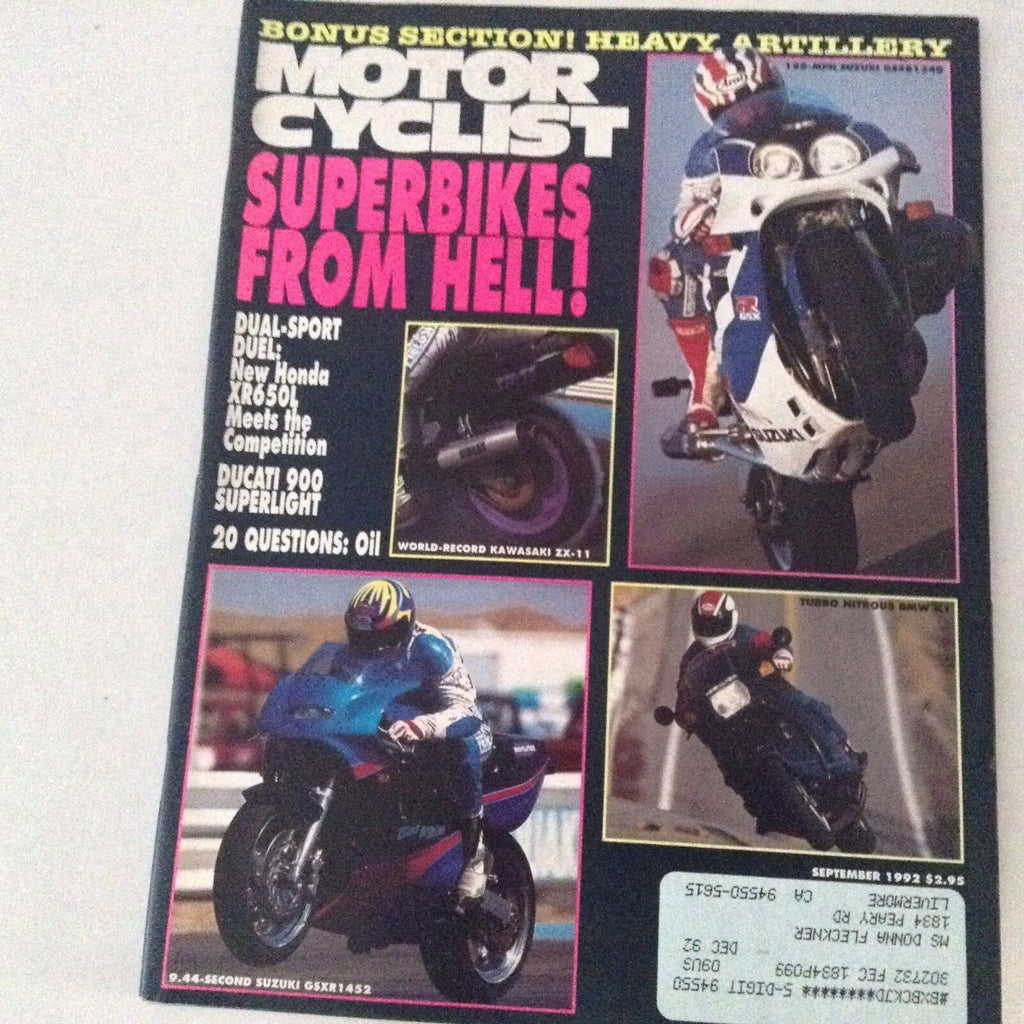 Motor Cyclist Magazine Kawasaki ZX11 BMW K1 September 1992 062217nonrh2