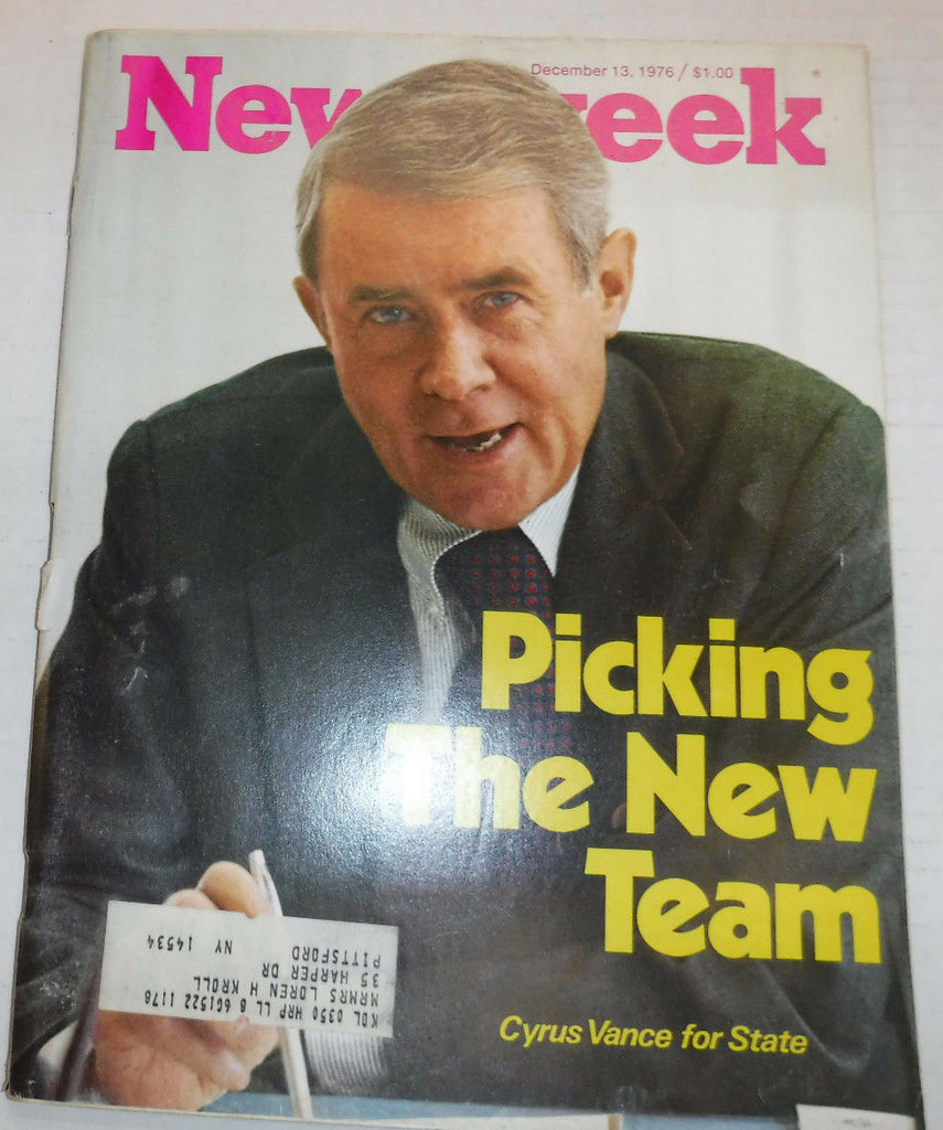 Newsweek Magazine Cyrus Vance For State December 13, 1976 100616R