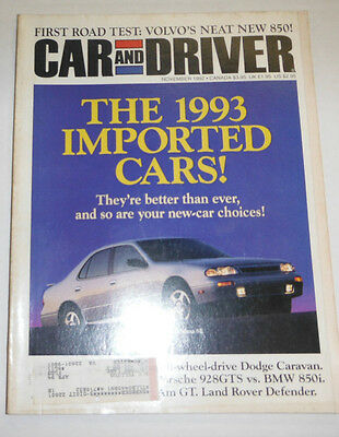 Car And Driver Magazine The 1993 Imported Cars November 1992 090414R