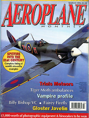 Aeroplane Monthly Magazine March 1996 Spitfire Vampire EX 020516jhe
