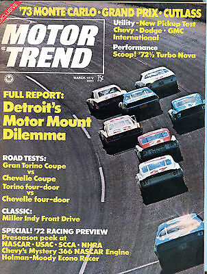 Motor Trend Magazine March 1972 Detroit's Motor Mount Dilemma EX 020816jhe
