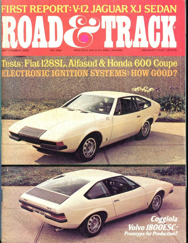 Road & Track Magazine September 1972 Volvo 1800ESC VGEX No ML 042417nonjhe