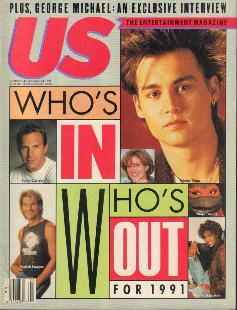 US Magazine January 1991 Johnny Depp Julia Roberts Whitney Houston 90518AME