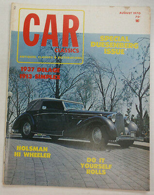 Car Classics Magazine 1937 Delage & 1913 Simplex August 1970 052115R2