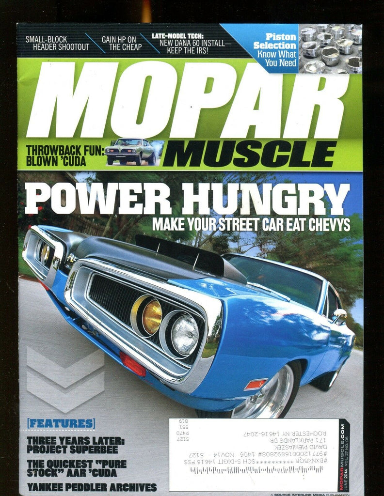 Mopar Muscle Magazine June 2014 Power Hungry Ex w/ML 012317jhe