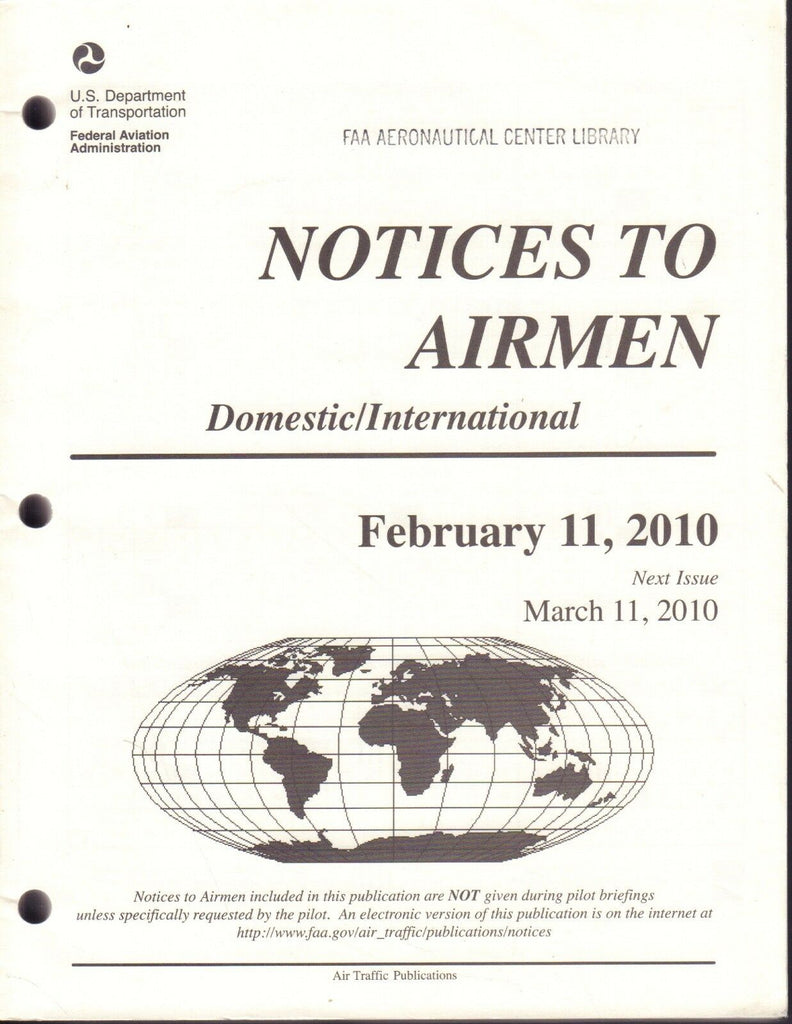 Notices To Airmen February 11 2010 USDOT FAA Library 090617FAA3