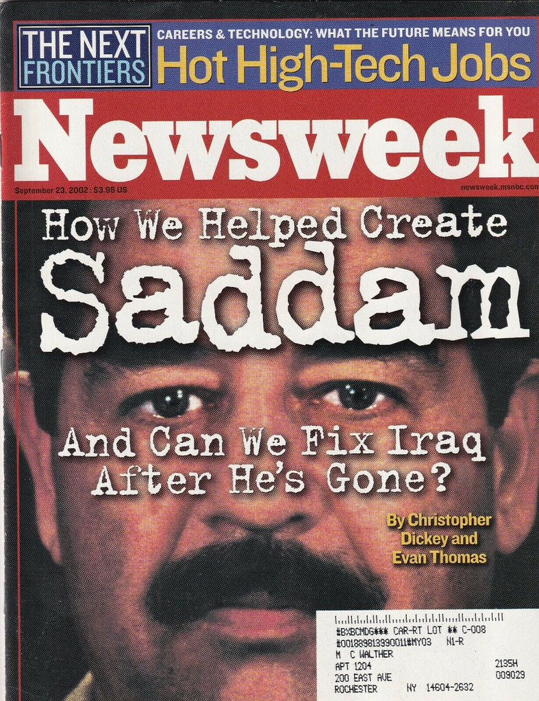 Newsweek Mag We Helped Create Saddam September 23, 2002 102219nonr