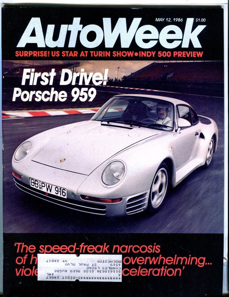 AutoWeek Magazine May 12 1986 Porsche 959 EX w/ML 021617jhe