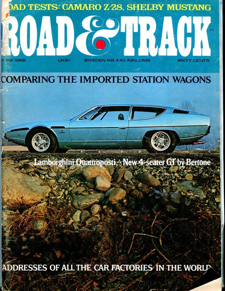 Road & Track Magazine June 1968 Lamborghini Bertone GD No ML 042517nonjhe