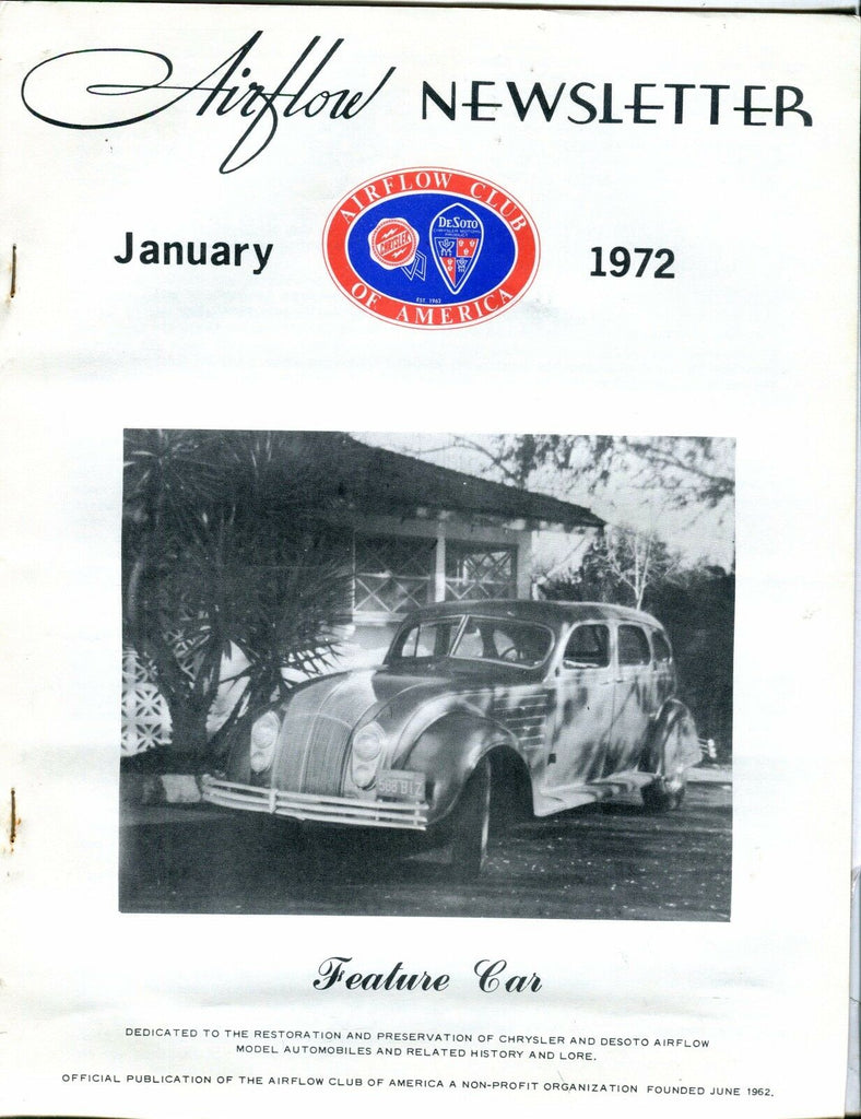 Airflow Newsletter January 1972 Chrysler DeSoto EX No ML 031017nonjhe
