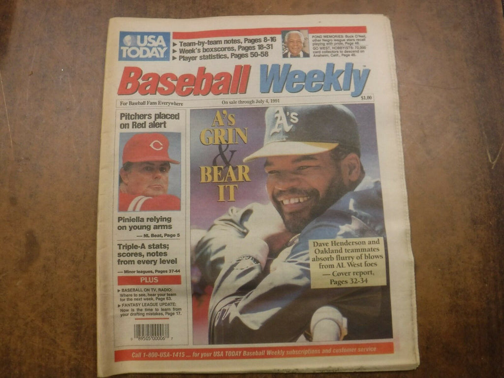 Baseball Weekly Newspaper Jun 28-Jul 4 1991 Dave Henderson EX No ML 022117nonjhe