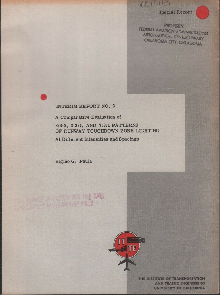 Interim Report #3 Runway Touchdown Zone Lighting Patterns 1963 exFAA 062918DBE2