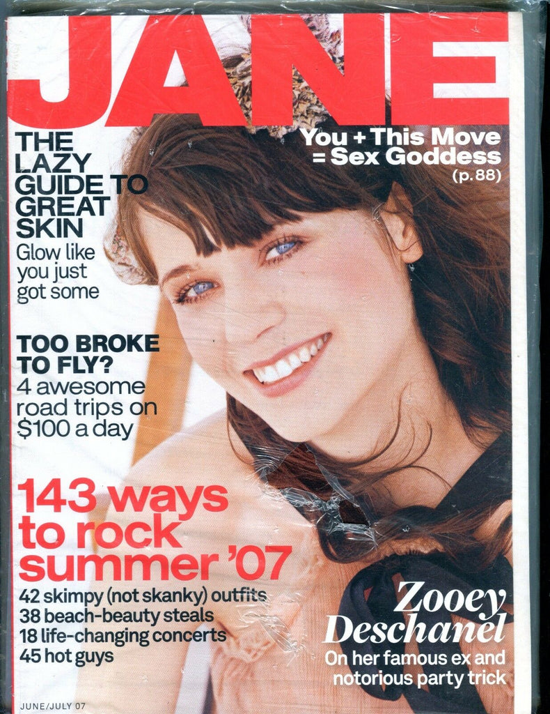 Jane Magazine June/July 2007 Zooey Deschanel EX No ML 052617nonjhe