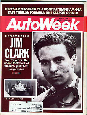 AutoWeek Magazine April 11 1988 Jim Clark Remembered EX 012816jhe