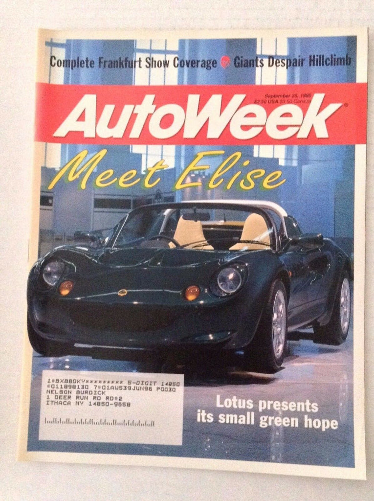 Autoweek Magazine Lotus Gives Up Frankfurt Show September 25, 1995 020617RH