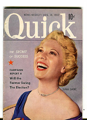 Quick Magazine August 18 1952 Dinah Shore EX 050916jhe