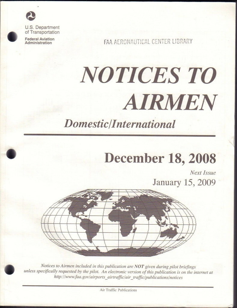 Notices To Airmen December 18 2008 USDOT FAA Library 090617FAA3