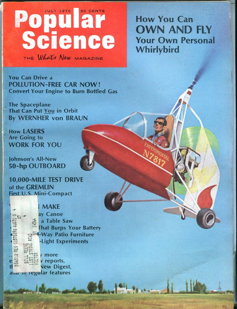 Popular Science Magazine July 1970 Whirlybird VG w/ML 030617nonjhe