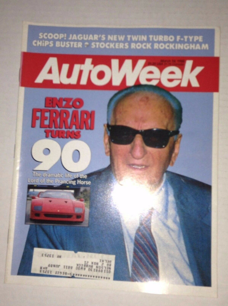 Autoweek Magazine Enzo Ferrari Turns 90 March 14, 1988 011717RH