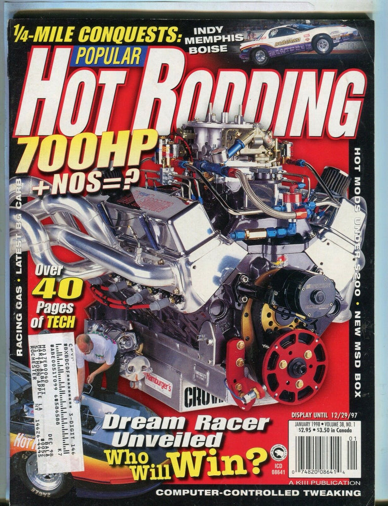 Popular Hot Rodding Magazine January 1998 Dream Racer EX w/ML 050417nonjhe