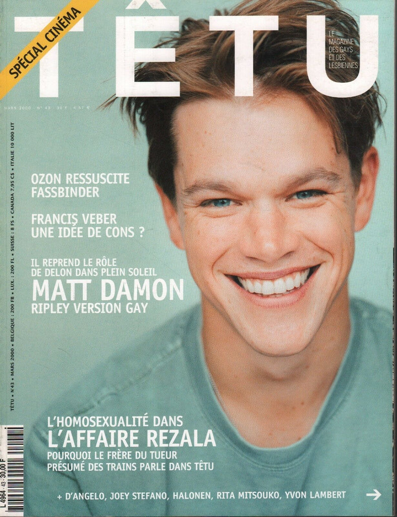Tetu French Gay Interest March 2000 Matt Damon Rita Mitsouko 062218DBF2