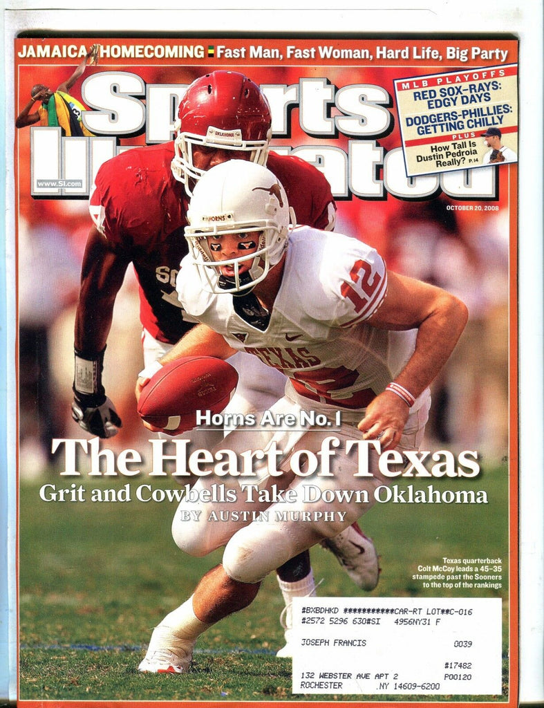 Sports Illustrated Magazine October 20 2008 Colt McCoy EX w/ML 051017nonjhe