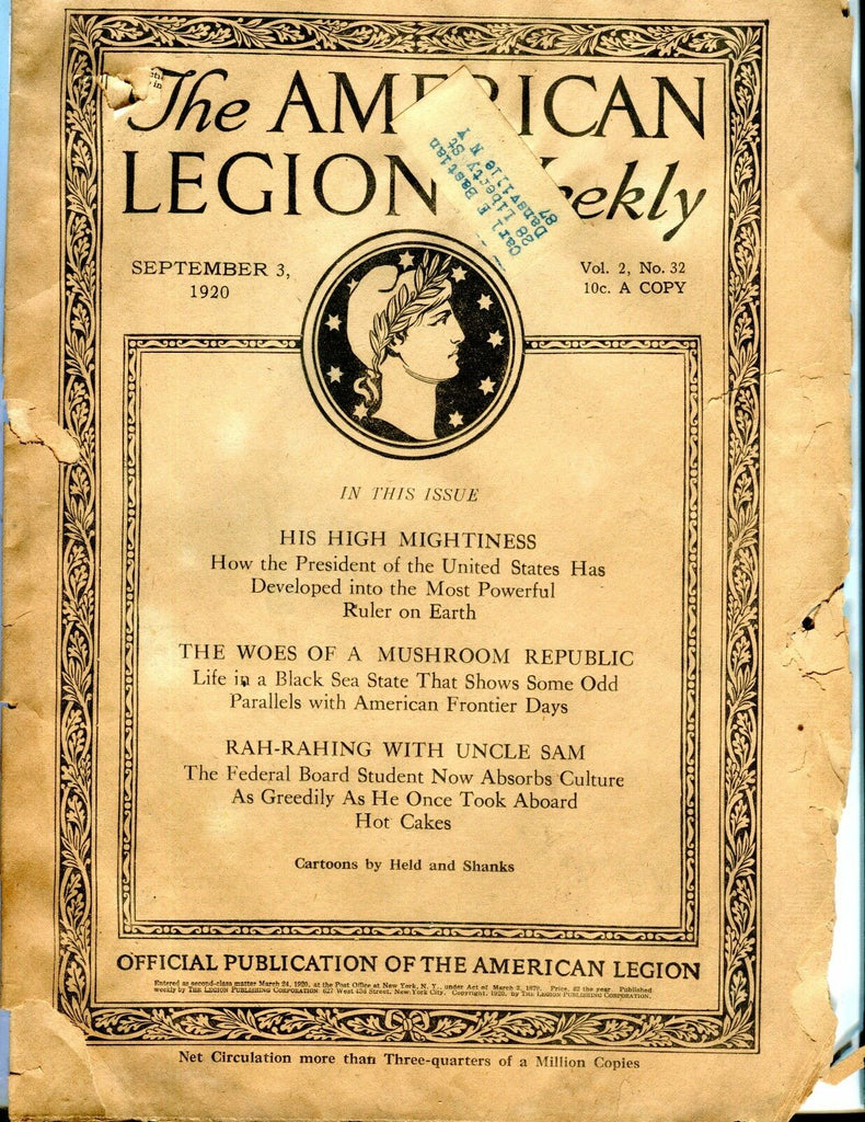 The American Legion Weekly Magazine September 3 1920 ACC 042717nonjhe