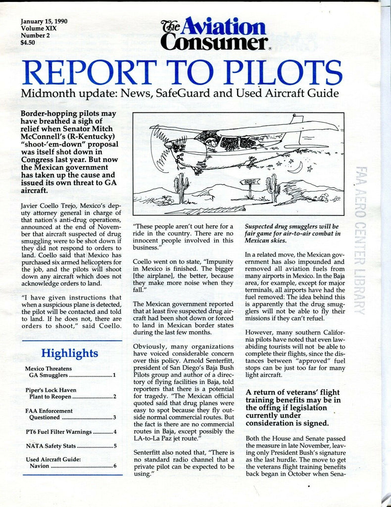 The Aviation Consumer Magazine January 15 1990 EX No ML FAA Library 102016jhe