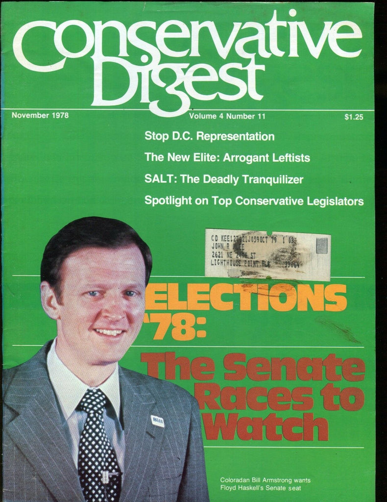 Conservative Digest Magazine November 1978 Bill Armstrong EX No ML 010517jhe