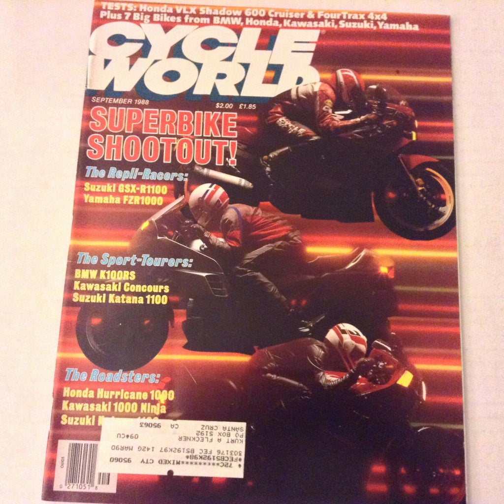 Cycle World Magazine Suzuki GSX-R1100 Yamaha FZR September 1988 061917nonrh