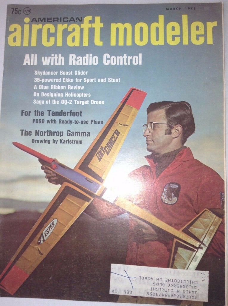 Aircraft Modeler Magazine Skydancer Boost Glider March 1971 041717nonrh