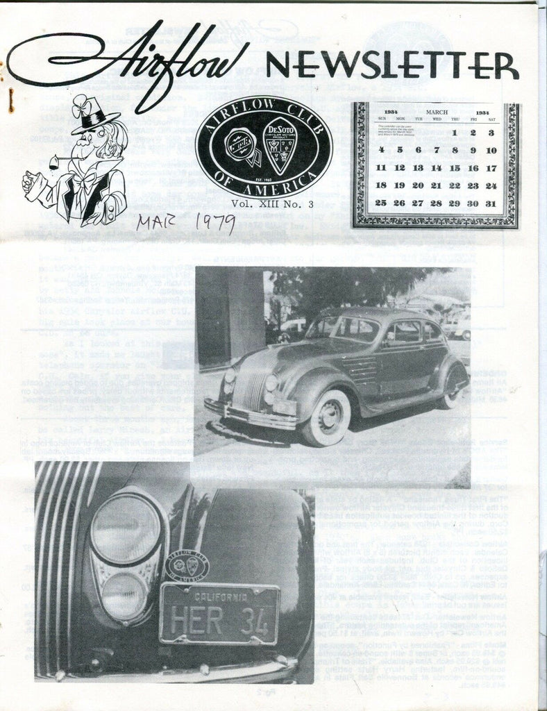 Airflow Newsletter March 1979 Chrysler DeSoto EX No ML 031017nonjhe