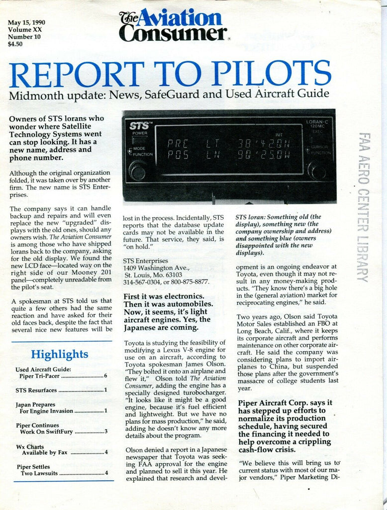 The Aviation Consumer Magazine May 15 1990 EX No ML FAA Library 102016jhe