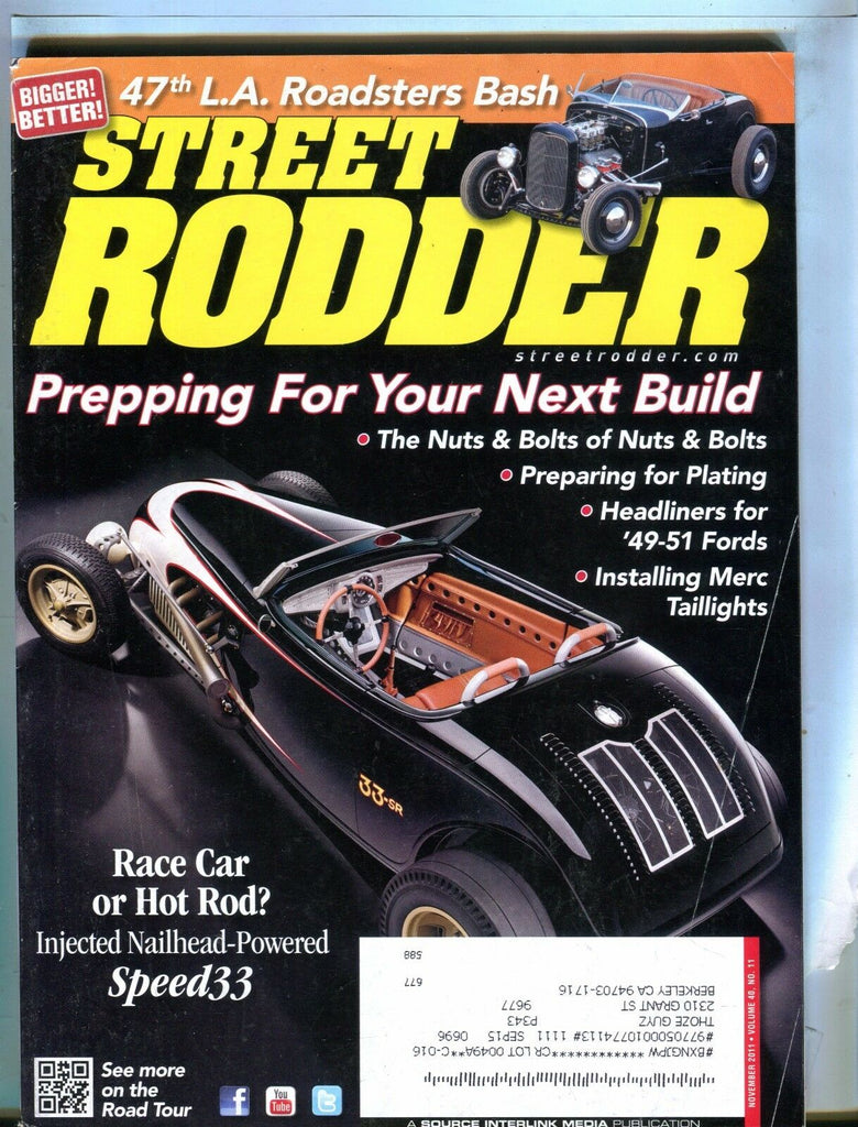 Street Rodder Magazine November 2011 Nailhead Speed33 EX 042717nonjhe