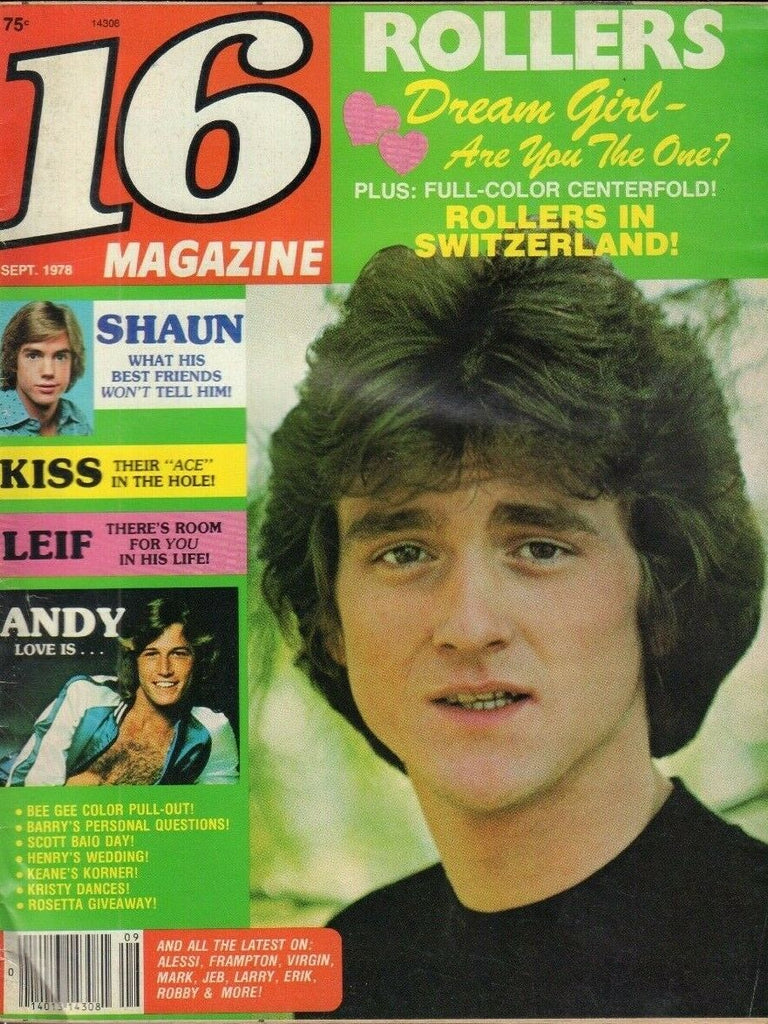 16 Magazine September 1978 Andy Gibb Scott Baio KISS Shaun Cassidy 021419DBE