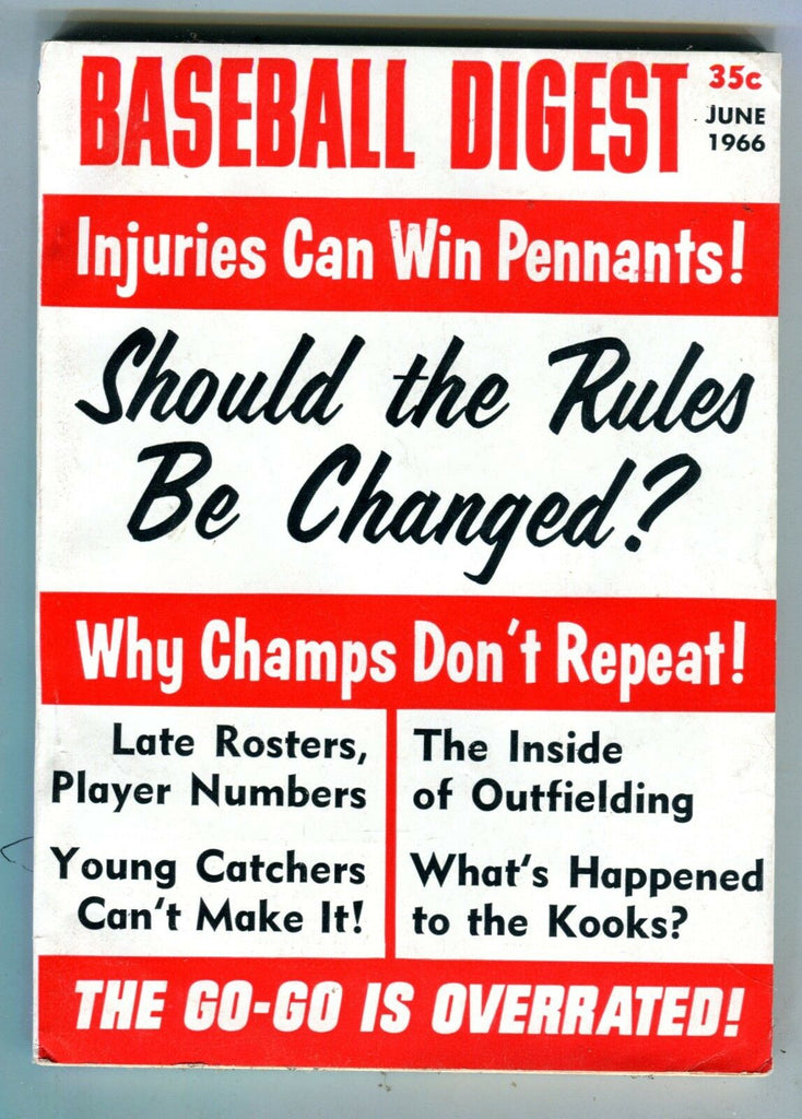 Baseball Digest Magazine June 1966 VG 092716jhe