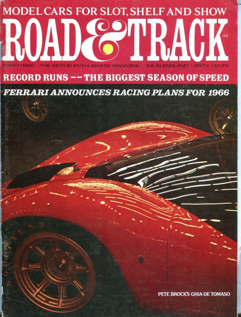 Road & Track Magazine March 1966 Ghia-De Tomaso EX No ML 031617nonjhe