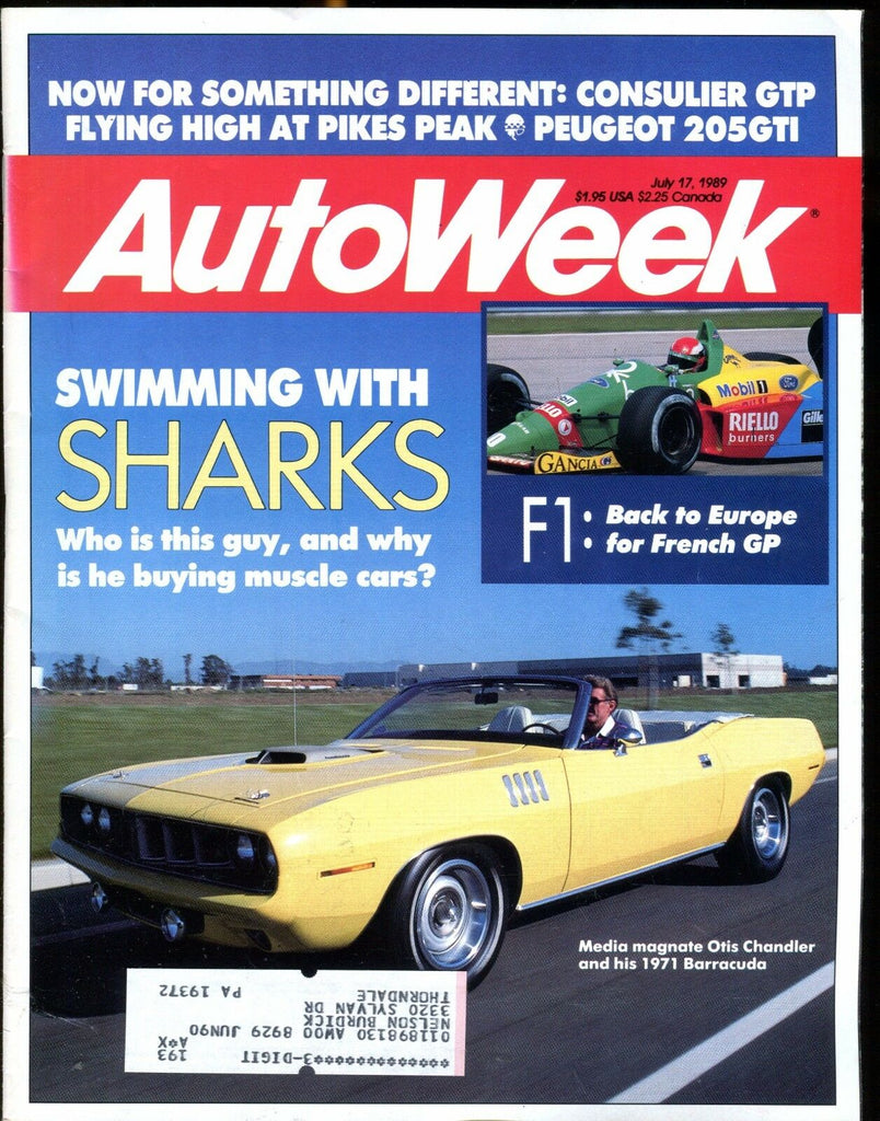 AutoWeek Magazine July 17 1989 Otis Chandler EX w/ML 022417nonjhe