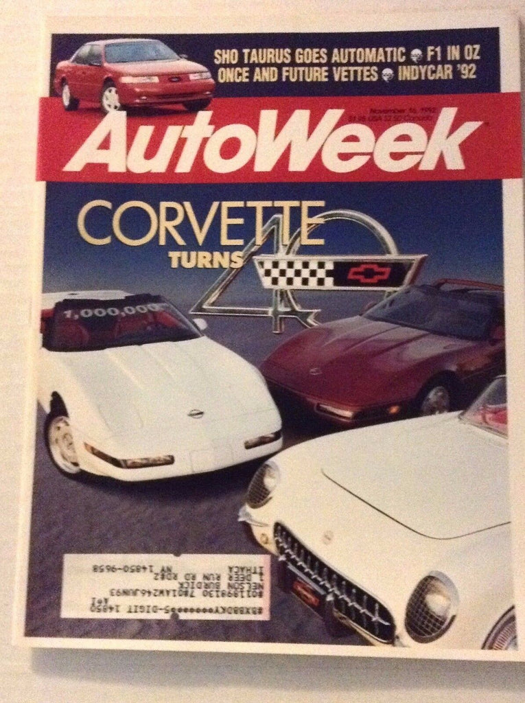 Autoweek Magazine Magazine Corevette Turms 40 Years November 14, 1992 011717RH