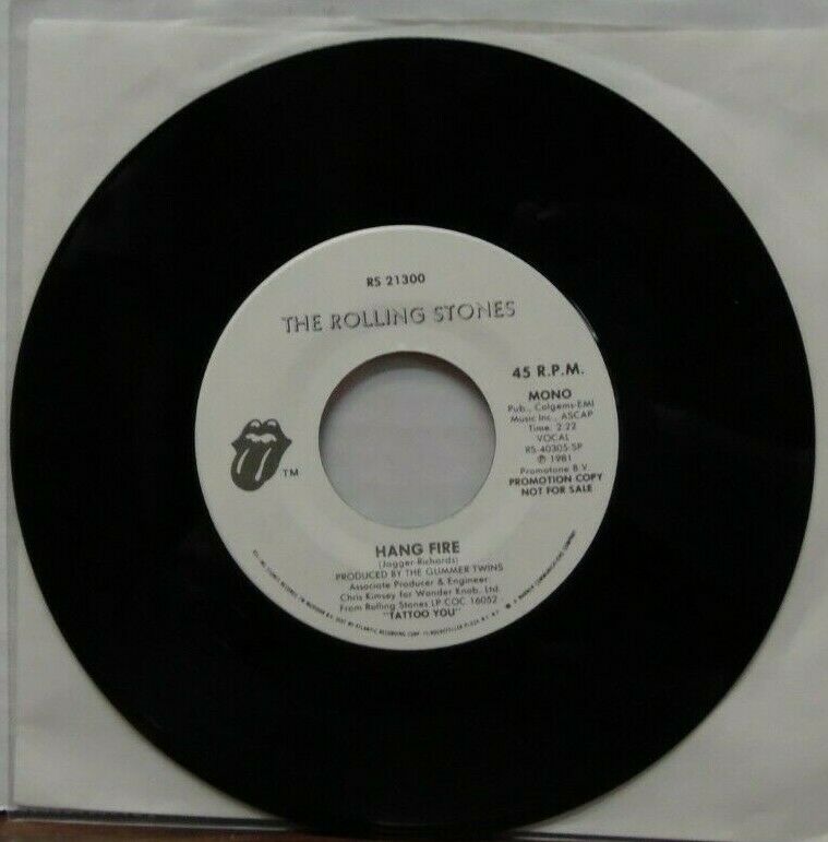 The Rolling Stones Hang Fire 45RPM PROMO MONO #RS-21300 022220LLE45