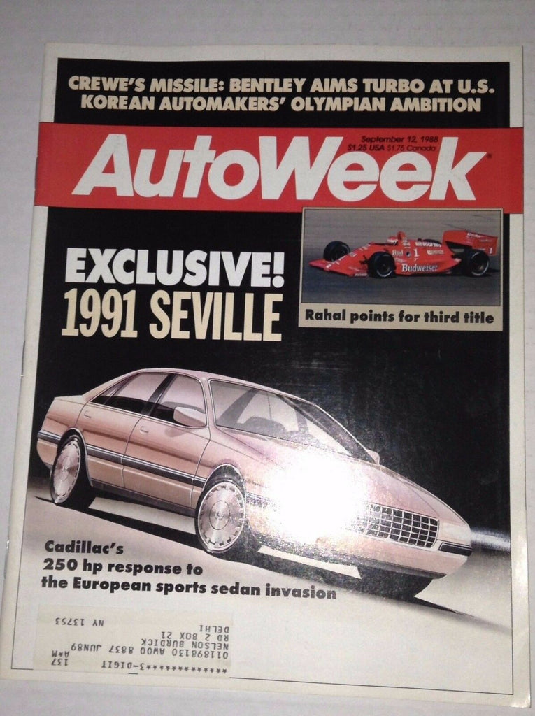 Autoweek Magazine Crewe's Missile Rahal Third Title September 12, 1988 011717RH