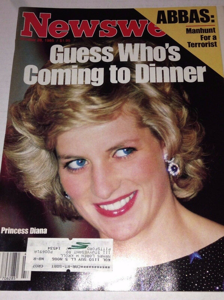 Newsweek Magazine Princess Diana And Abbas October 28, 1985 102016RH