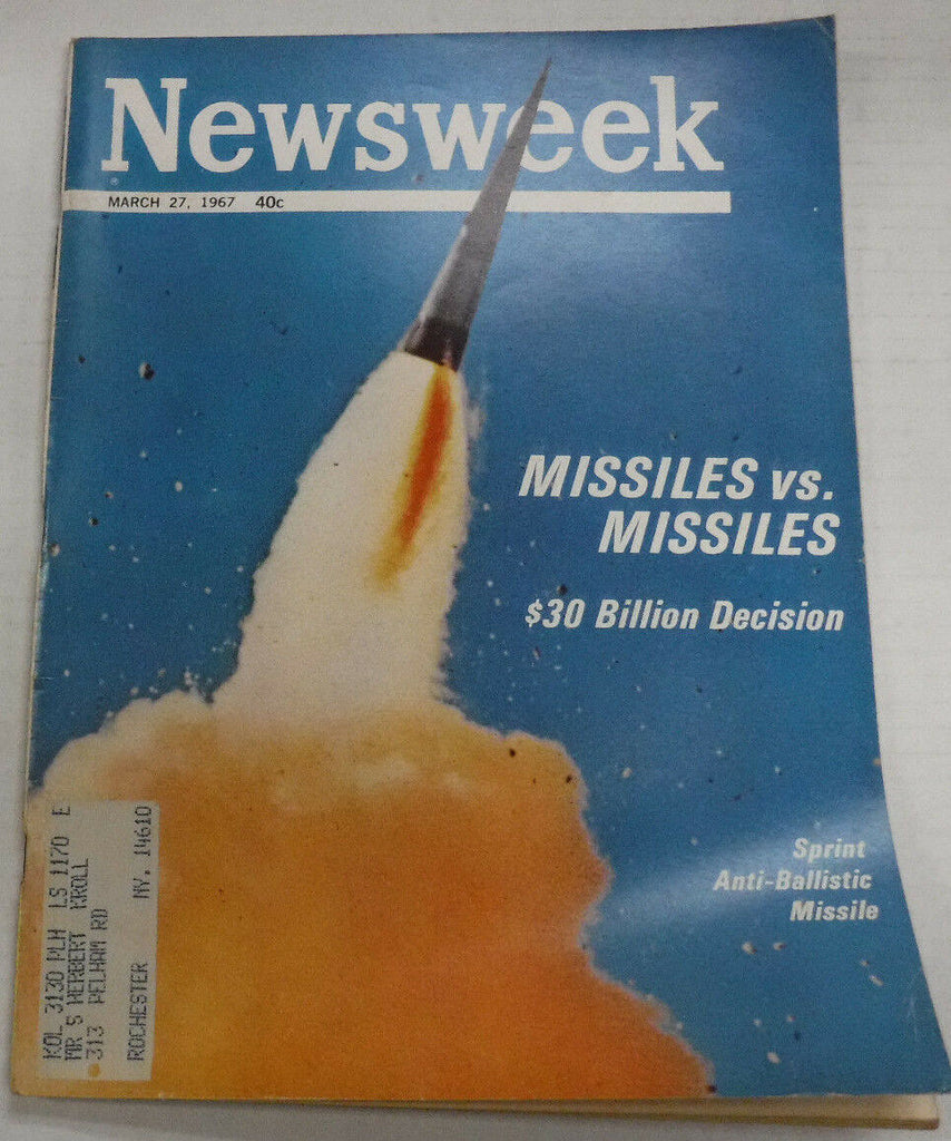 Newsweek Magazine Missiles Vs Missiles March 27, 1967 101116R