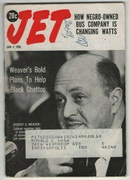 Jet Magazine Robert C. Weaver January 4, 1968 070720nonr