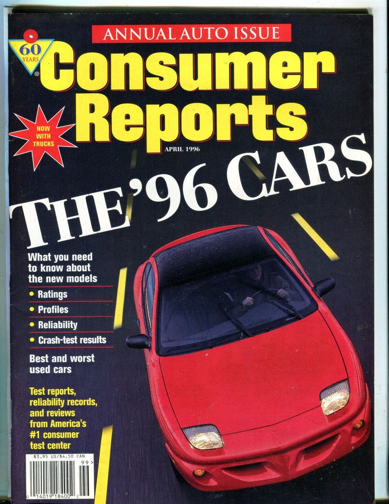 Consumer Reports Magazine April 1996 The '96 Cars EX No ML 051017nonjhe