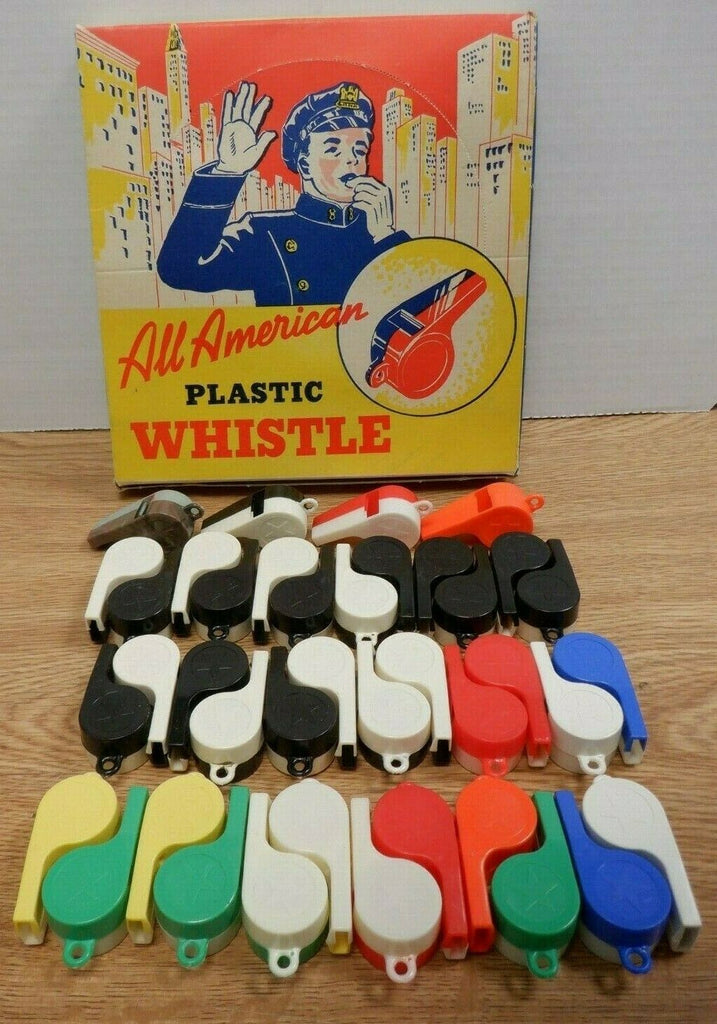 All American Plastic Whistle No.8620 3 Doz Original Box 1950's 012920DBT2