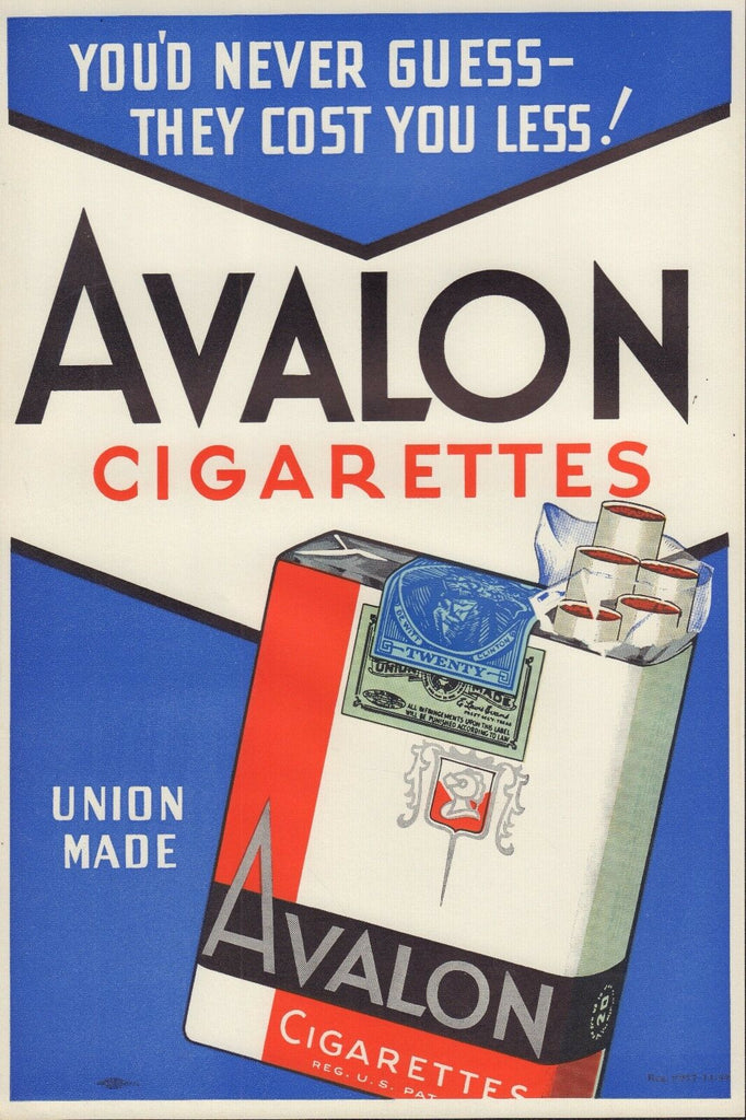 Avalon Blue Window 15x10" Vintage Original Cigarette Advert Poster Circa 1930/40